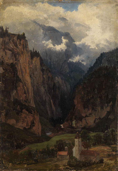 Via Mala mit Kirche im Vordergrund, 1853, Johann Wilhelm Schirmer