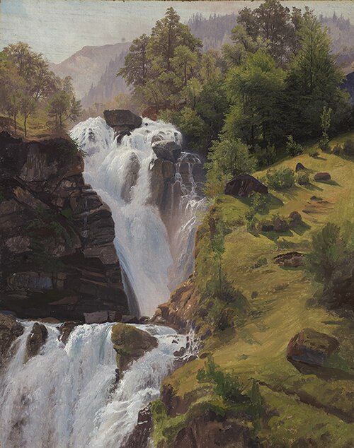 Der Reichenbachfall bei Meiringen, , Johann Wilhelm Schirmer