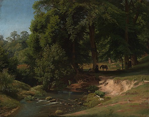 An der Alb I (mit rastenden Reitern), , Johann Wilhelm Schirmer