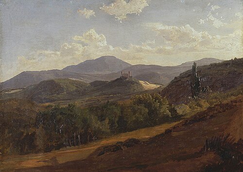 Partie aus den Vogesen mit der Burg Hohandlau, 1862, Johann Wilhelm Schirmer