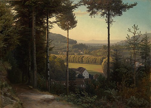 Das Oostal mit Blick auf die Rheinebene und die Vogesen, Abend, 1855, Johann Wilhelm Schirmer