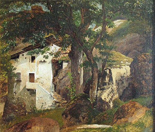 Südtiroler Haus unter Kastanien, 1839, Johann Wilhelm Schirmer