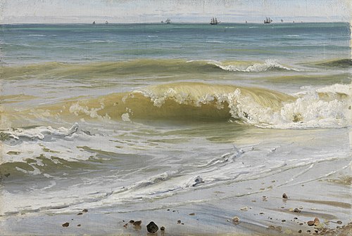 Breaking Waves with Distant Ships, 1836, Johann Wilhelm Schirmer