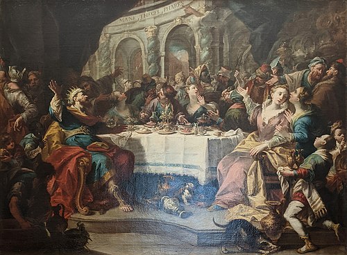 Mané, Thécel, Pharès : le festin de Balthasar, 1745, Nicola Bertucci