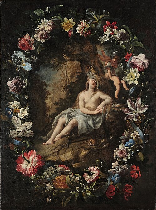 Penitent Magdalen in a flower garland, 1677, Nicola Vaccaro