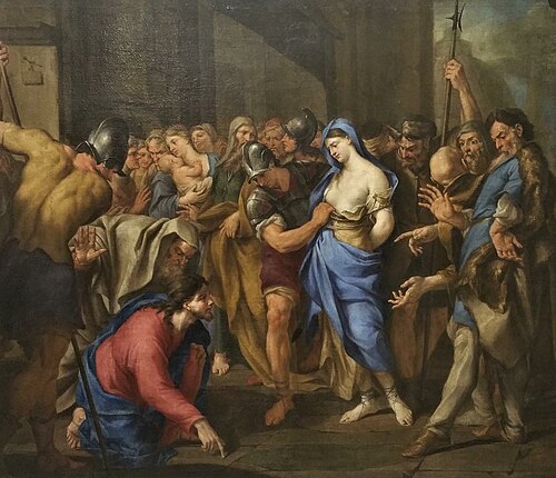 Christ and the woman taken in adultery, 1684, Nicola Vaccaro