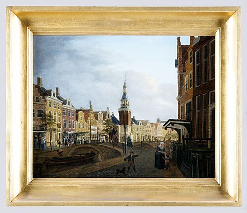 Gezicht langs Voorstraat te Harlingen met vele pijpen, 1788, Nicolaas Baur