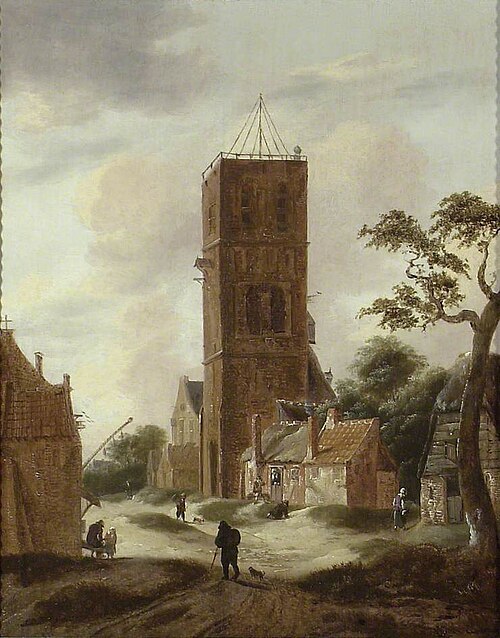 A Village Street with a Church Tower, , Nicolaes Hals