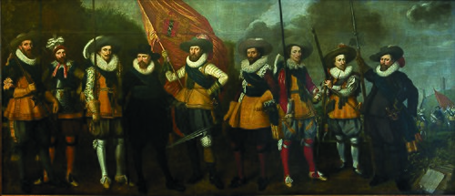 Schutters van het vendel van kapitein Abraham Boom en luitenant Oetgens van Waveren, 1623, Nicolaes Lastman