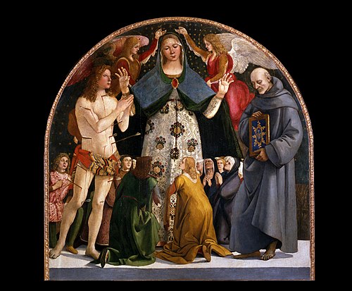 Madonna of Mercy and Saints Sebastian and Bernardino da Siena, 1490, Luca Signorelli