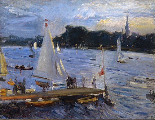 Segelboote auf der Alster am Abend, 1905, 1905, Max Slevogt