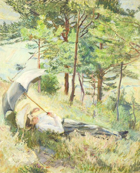Sommermorgen (Frau mit Sonnenschirm), 1901, Max Slevogt