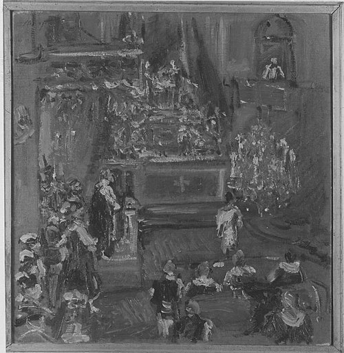 Kirchenszene mit dem Prediger auf der Kanzel, 1908, Max Slevogt