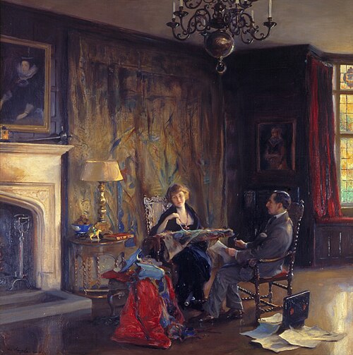 Lord and Lady Lee of Fareham in the Great Hall at Chequers, 1920, Philip Alexius de László