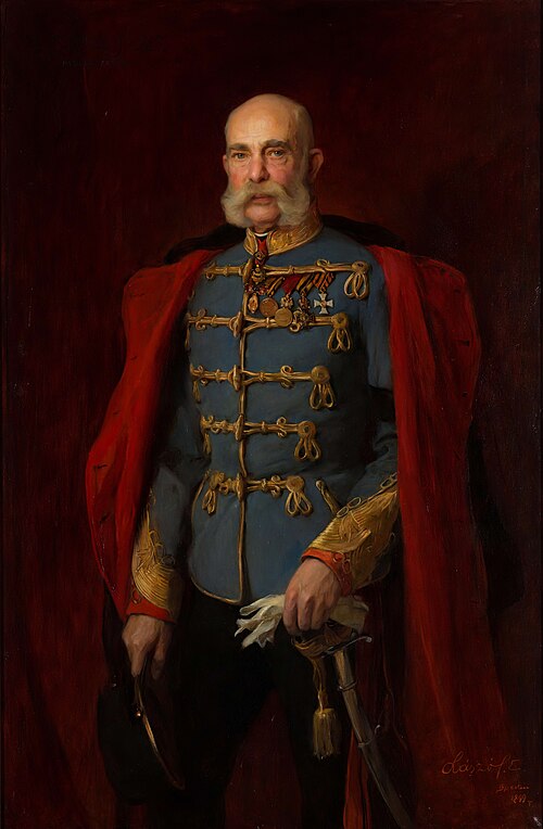 Franz Joseph I in hussar field marshal's uniform, 1899, Philip Alexius de László