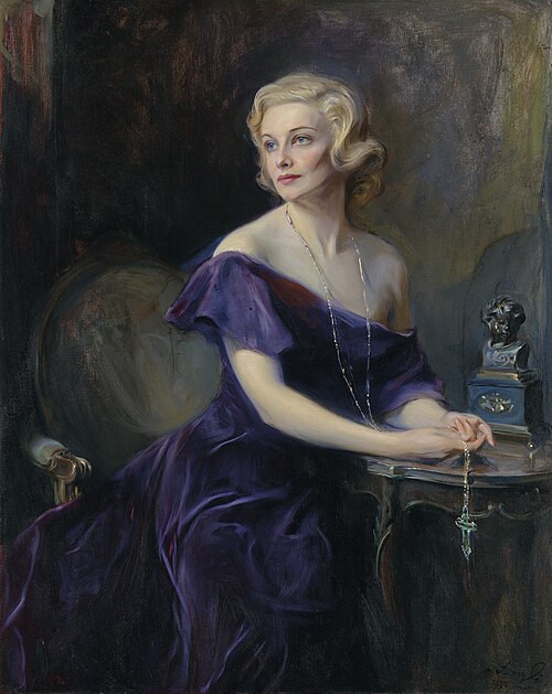 Portrait of Mrs Philip Astley, née Madeleine Carroll, 1935, Philip Alexius de László
