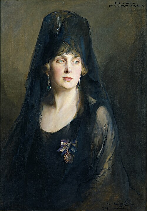 Victoria Eugenie of Battenberg with mantilla, 1927, Philip Alexius de László