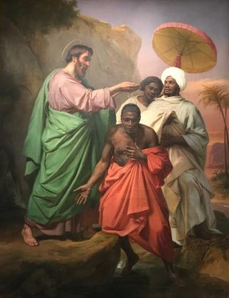 Saint Philippe baptisant l'eunuque de la reine d'Éthiopie sur le chemin de Jérusalem à Gaza, 1848, Abel de Pujol