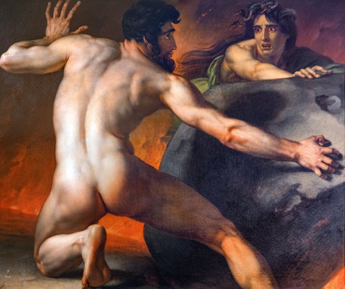 Sisyphe roule éternellement son rocher, 1819, Abel de Pujol