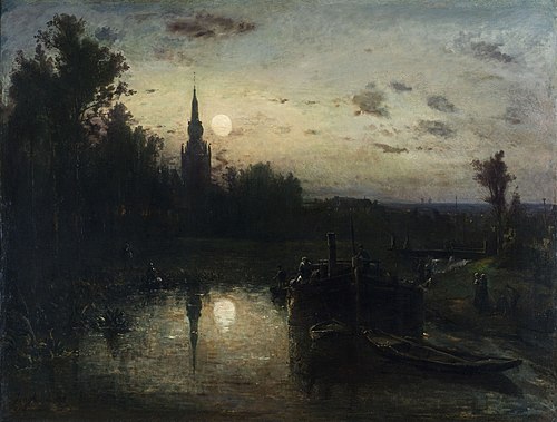 Clair de lune à Overschie (environs de Rotterdam), 1855, Johan Barthold Jongkind