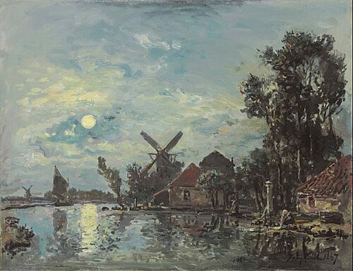 Effet de lune sur l'estuaire, Hollande, , Johan Barthold Jongkind