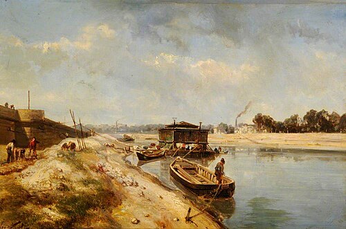 River Scene with Barges and Figures, 1867, Johan Barthold Jongkind