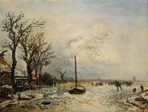 Coast Scene with Windmills, 1873, Johan Barthold Jongkind