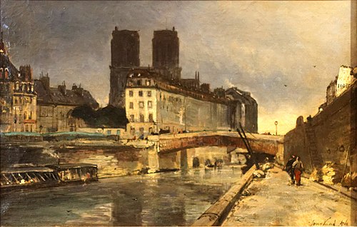 Notre-Dame de Paris, vue du quai Saint-Michel avec le Petit Pont, 1854, Johan Barthold Jongkind