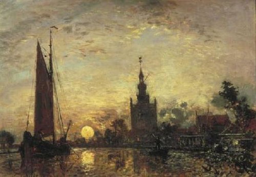 Sunset near Overschie, 1867, Johan Barthold Jongkind