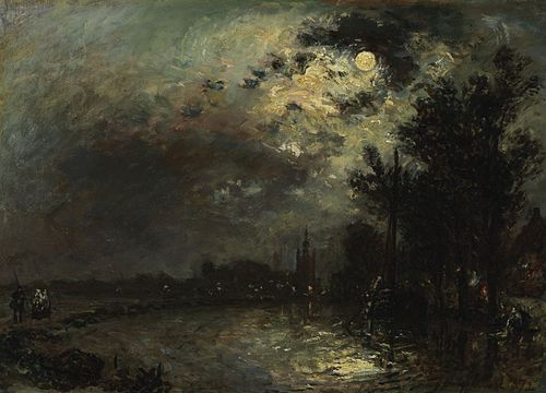 View on Overschie in Moonlight, 1872, Johan Barthold Jongkind