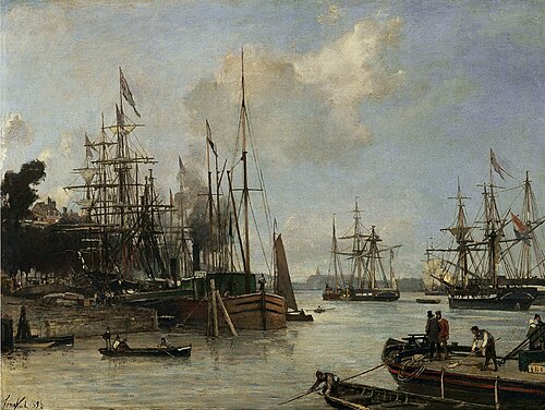 A View of the Harbour, Rotterdam, 1856, Johan Barthold Jongkind