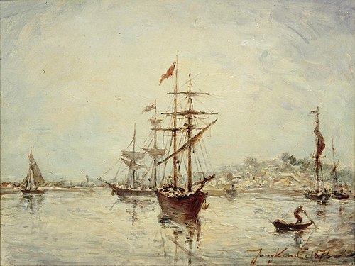 Haven van Honfleur bij laag water, 1876, Johan Barthold Jongkind