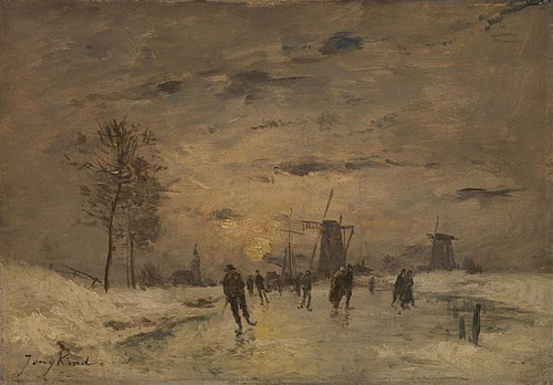 Skating in Holland, 1895, Johan Barthold Jongkind