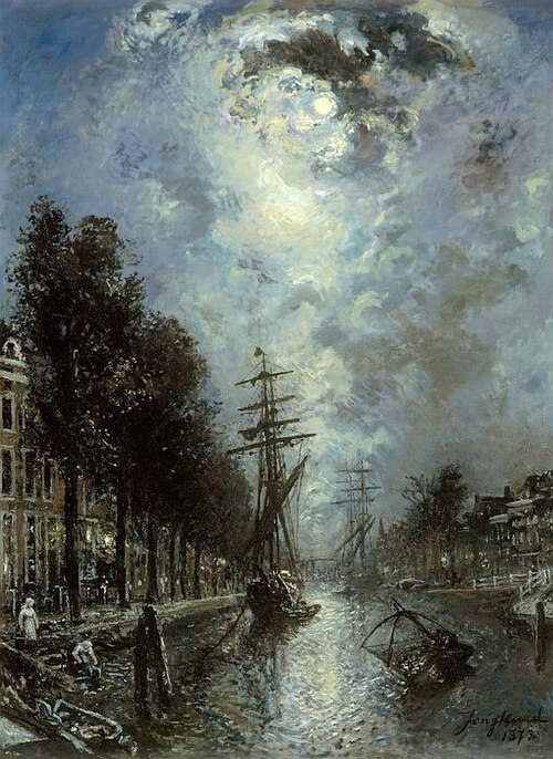 Cityscape Rotterdam: Canal à Rotterdam, 1873, Johan Barthold Jongkind