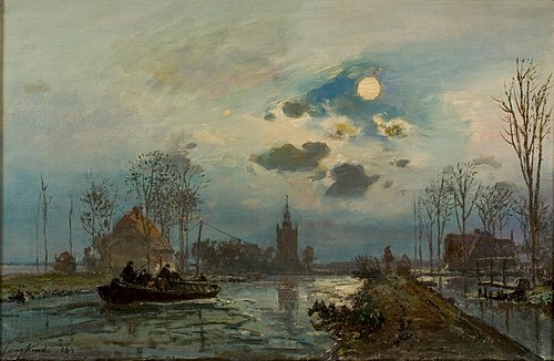 Maannacht bij Overschie, 1864, Johan Barthold Jongkind