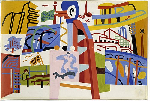 Impression of the New York World's Fair (mural study, Communications Building, World's Fair, Flushin, 1938, Stuart Davis