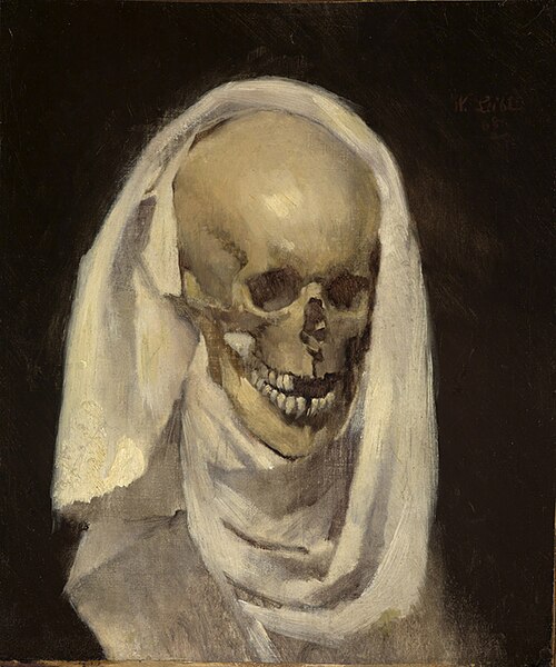 Totenschädel mit Leichentuch, 1868, Wilhelm Leibl