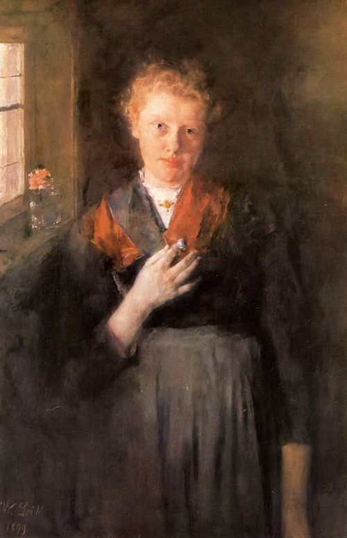 Girl standing at a window, 1899, Wilhelm Leibl