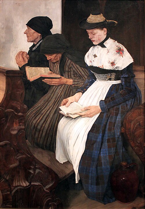 Three Women in Church, 1870, Wilhelm Leibl