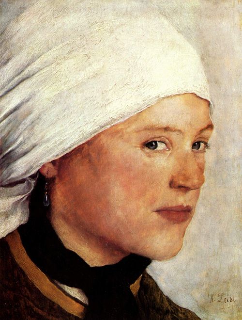 Farm Girl with white headscarf, 1876, Wilhelm Leibl