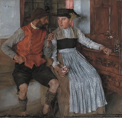 In a farmhouse interior, 1890, Wilhelm Leibl