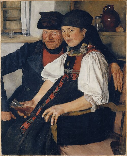 Elderly Farmer and Young Girl ("The Unequal Couple"), 1876, Wilhelm Leibl