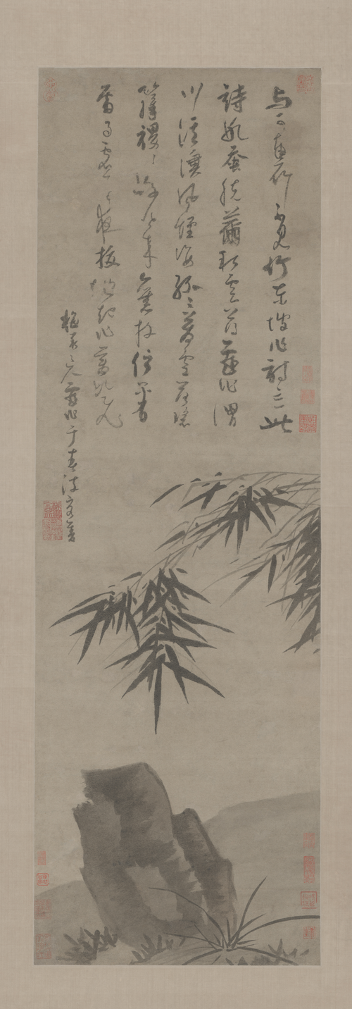 吴镇墨竹坡石图轴, , Wu Zhen