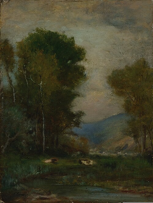Cows by a stream, , George Inness