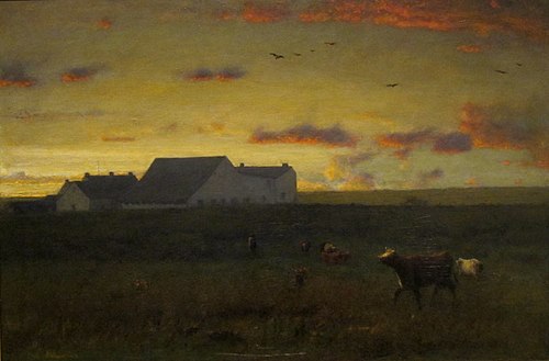 Farm Landscape, Cattle in Pasture—Sunset Nantucket, 1883, George Inness