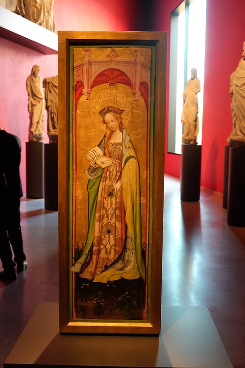 St Odilia from St Walburgis Church in Soest, wing of a tabernacle, 1410, Conrad von Soest