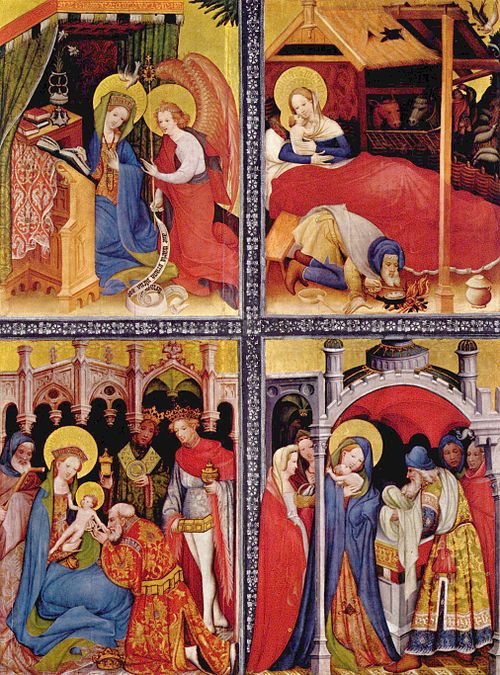 Annunciation, Birth, Adoration and Presentation, 1403, Conrad von Soest