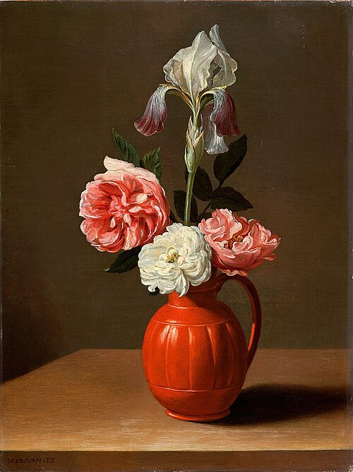 Un Iris et trois roses dans une cruche, 1640, Jacob van Es