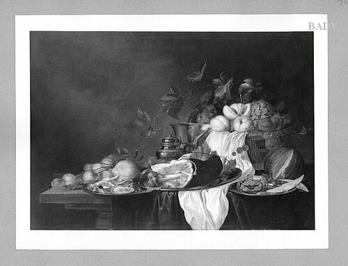 Stillleben mit Früchten und Schinken, 1627, Jacob van Es