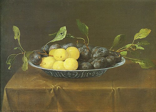 Plums in a Chinese dish, 1650, Jacob van Es